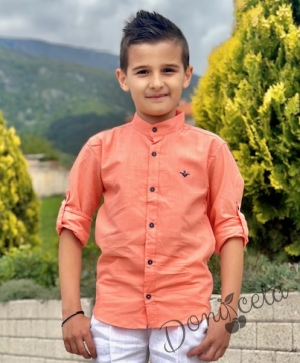Риза за момче с дълъг ръкав в оранжево
