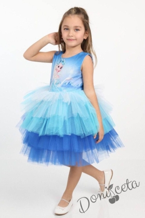 Официална детска рокля с Елза и многоцветен тюл 94650102