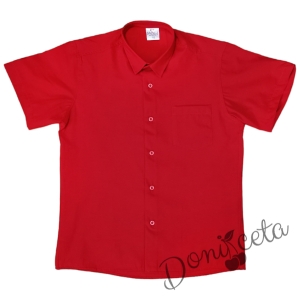 Детска риза с къс ръкав в червено за момче
