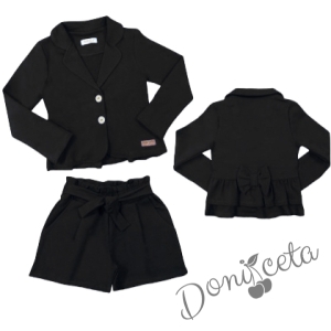 Детски комплект за момиче от къси панталонки и сако в черно 65455468