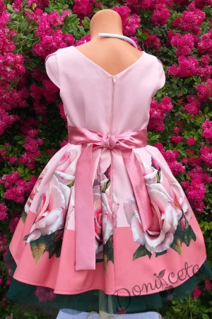 Официална детска рокля в розов цвят на рози 297-290 ЗДР 2
