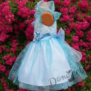 Официална детска рокля в синьо и бяло със звезди  299ССБ 2