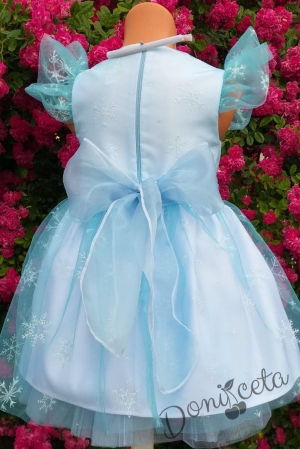 Официална детска рокля в синьо и бяло със звезди  299ССБ 3