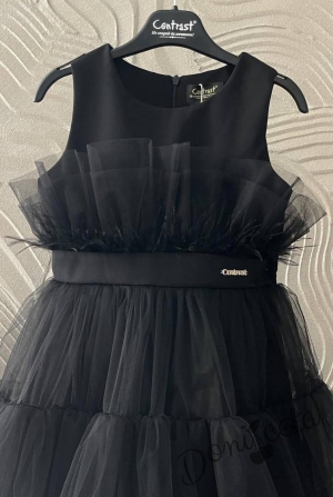 Официална детска рокля без ръкав с богат тюл в черно Анелия 3