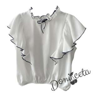Комплект от риза в бяло с къдрици и пола в черно Contrast 2