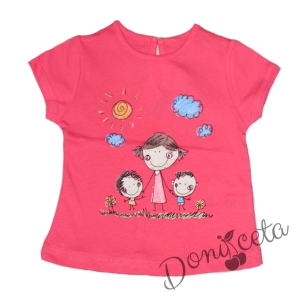 Детска или бебешка тениска/блуза с къс ръкав в цвят диня