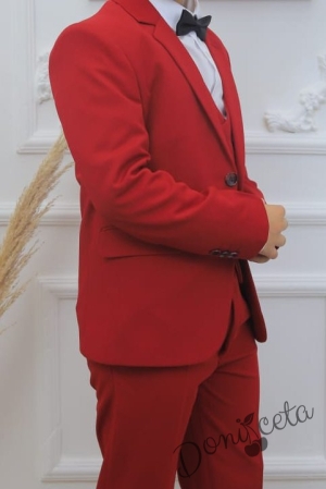 Официален костюм за момче от 5 части в червено 3