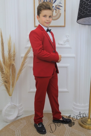 Официален костюм за момче от 5 части в червено 4