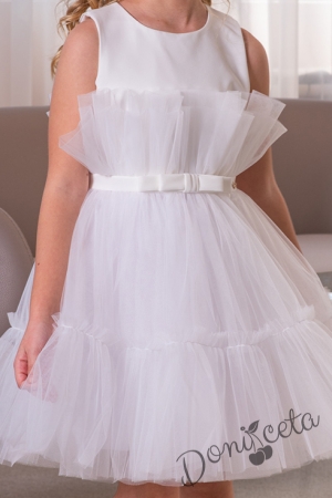 Детска рокля без ръкав с тюл  в бяло Анелия 2