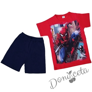Детска пижама с къс ръкав за момче  в червено с Спайдърмен