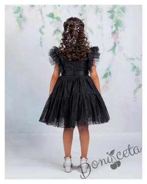 Официална детска рокля в черно с дантела Монел 2