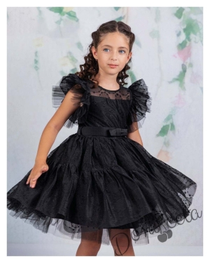 Официална детска рокля в черно с дантела Монел3