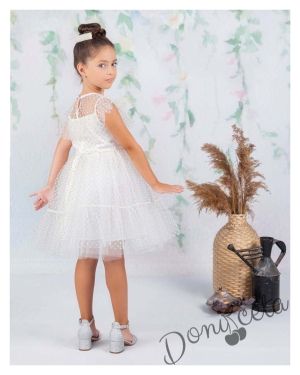 Официална детска рокля в бяло с дантела Кармен 4