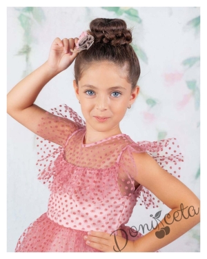 Официална детска рокля в пепел от рози с дантела Кармен 3