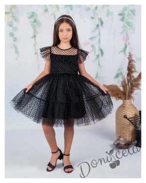 Официална детска рокля в черно с дантела Кармен 2
