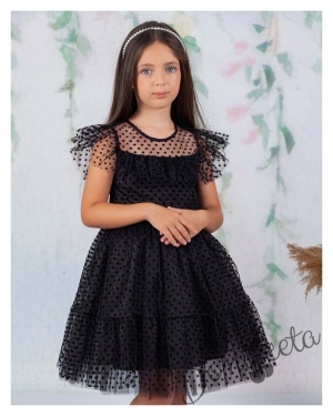 Официална детска рокля в черно с дантела Кармен 3