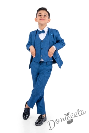 Официален костюм за момче от 5 части в синьо 2