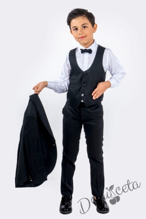 Официален детски костюм за момче от 5 части в черно 2