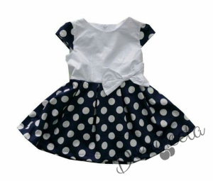 Children's dress in dark blue  with white dots