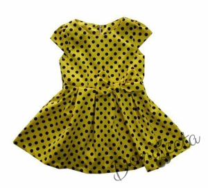 Детска рокля в жълто на черни точици