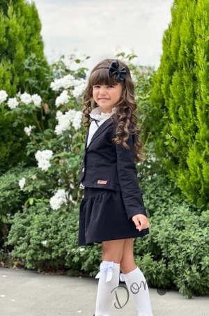 Комплект за момиче от 2 части- пола и сако в черно с панделка отзад7