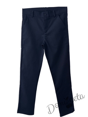 Комплект от 4 части за момче - панталон и сако в тъмносиньо Contrast, риза с дълъг ръкав в светлосиньо и папийонка 4