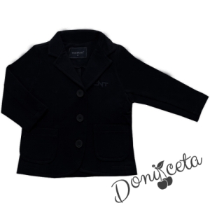 Комплект от 3 части за момче - панталон и сако в черно Contrast, риза с дълъг ръкав в светлосиньо 3