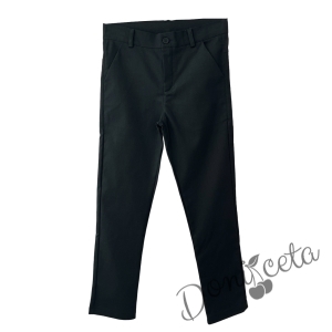 Комплект от 3 части за момче - панталон и сако в черно Contrast, риза с дълъг ръкав в светлосиньо 5