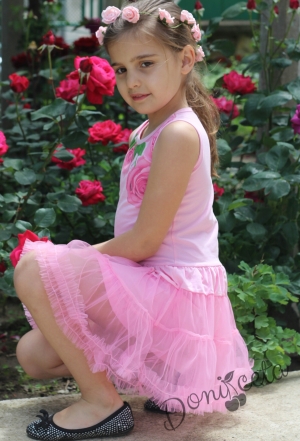 Summer dress in pink with roses