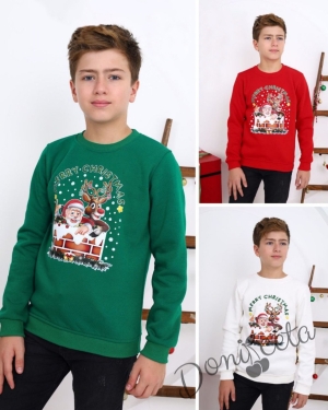 Коледна ватирана блуза за момче с Дядо Коледа и еленът Рудолф 3