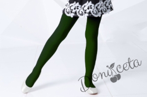 Детски/бебешки чорапогащник от финна плетка в тъмнозелено