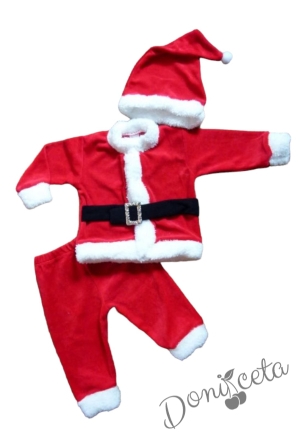 Коледен памучен комплект в червено - костюм на Дядо Коледа