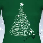 Дамска блуза с дълъг ръкав в зелено Christmas tree 2