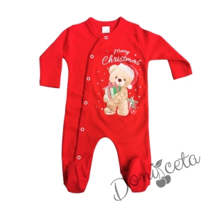 Christmas baby jumpsuit in red with reindeer 94364569