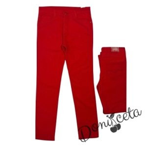 Детски спортно елегантен панталон в червено за момче 3146355022