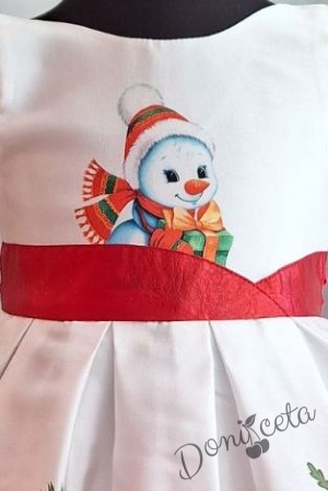 Официална детска коледна  рокля с къс ръкав със Снежен човек 2