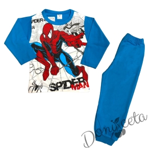 Детска пижама със Спайдърмен за момче в синьо