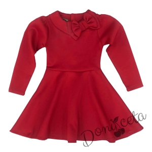 Детска рокля в червено с дълъг ръкав Антоанет