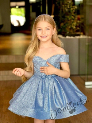 Официална детска рокля с брокат в светлосиньо Жосефина