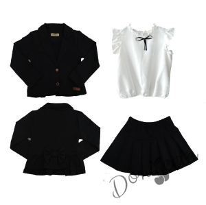Комплект от пола и сако в черно Гери и риза с къс ръкав Contrast