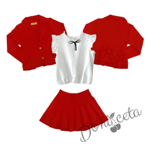 Комплект от пола Гери и сако в червено,  риза с къс ръкав Contrast и чорапи с панелка 2