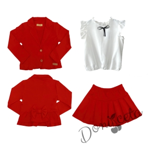 Комплект от пола Гери и сако в червено,  риза с къс ръкав Contrast и чорапи с панелка 3