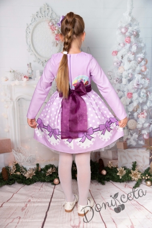 Официална детска рокля с дълъг ръкав в лилаво с ЛОЛ 2