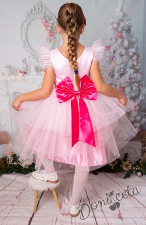 Официална детска рокля с дълъг ръкав в розово с Барби 2