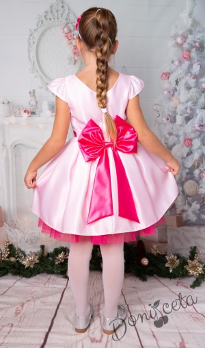 Официална детска рокля с къс ръкав с Барби в розово  2