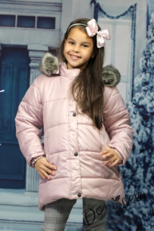Winter  jacket in ruspberry colour with a hood