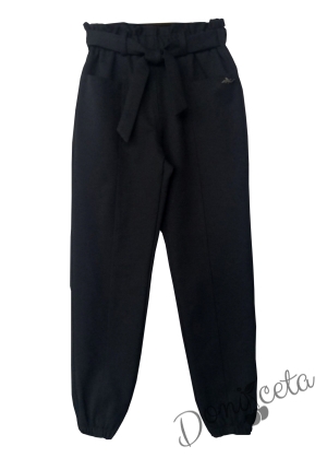 Детски комплект от блуза в циклама и панталони в черно 4