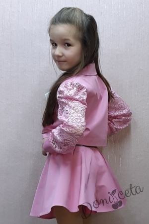 Пола-панталон за момиче в розово с ластик 5