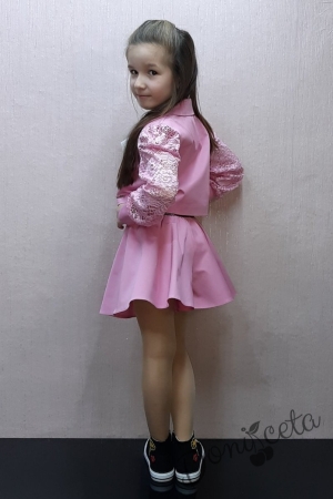 Пола-панталон за момиче в розово с ластик 6