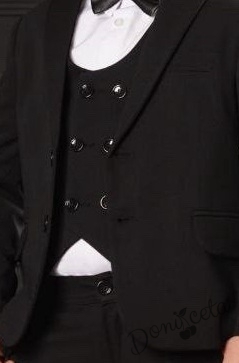 Елегатен костюм за момче от 5 части в черно със сако 4